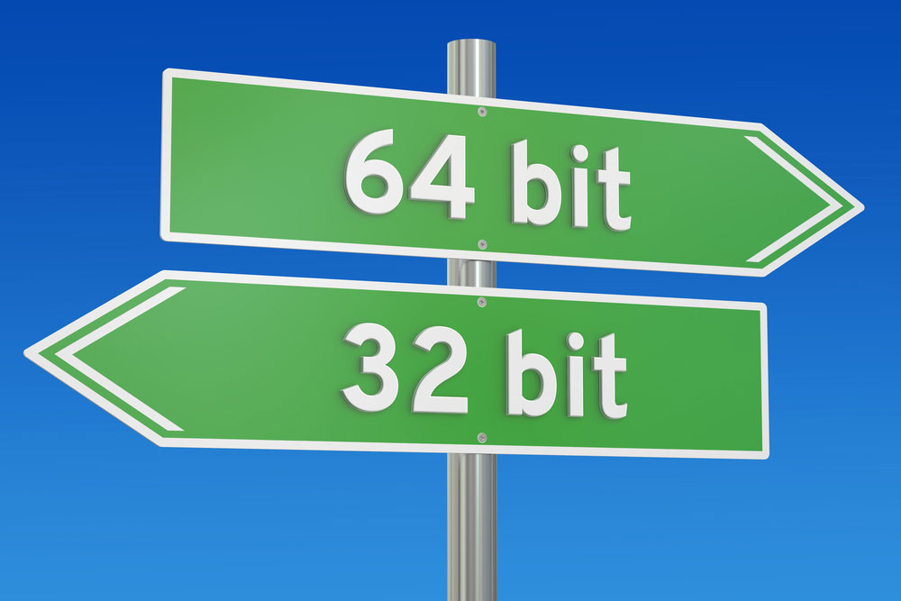 Two signs with 32-bit and 64-bit label