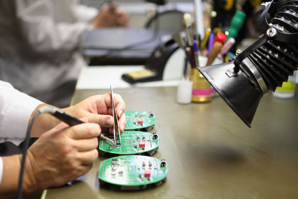 Circuit boards soldering and testing.
