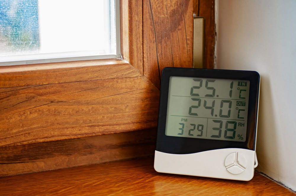 Digital indoor temperature and humidity sensor. Home weather station.  