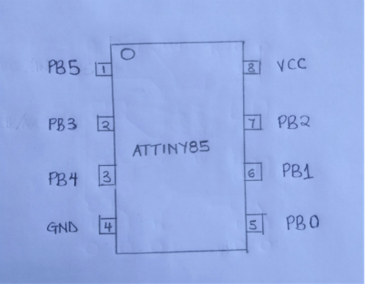 Attiny85 Pinout schematic diagram