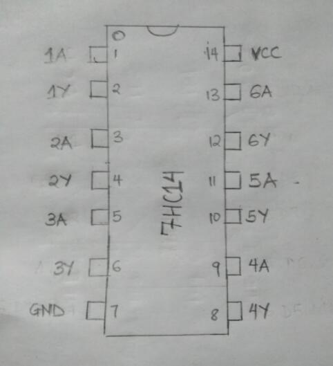 Schematic diagram of the7hc14 pinout