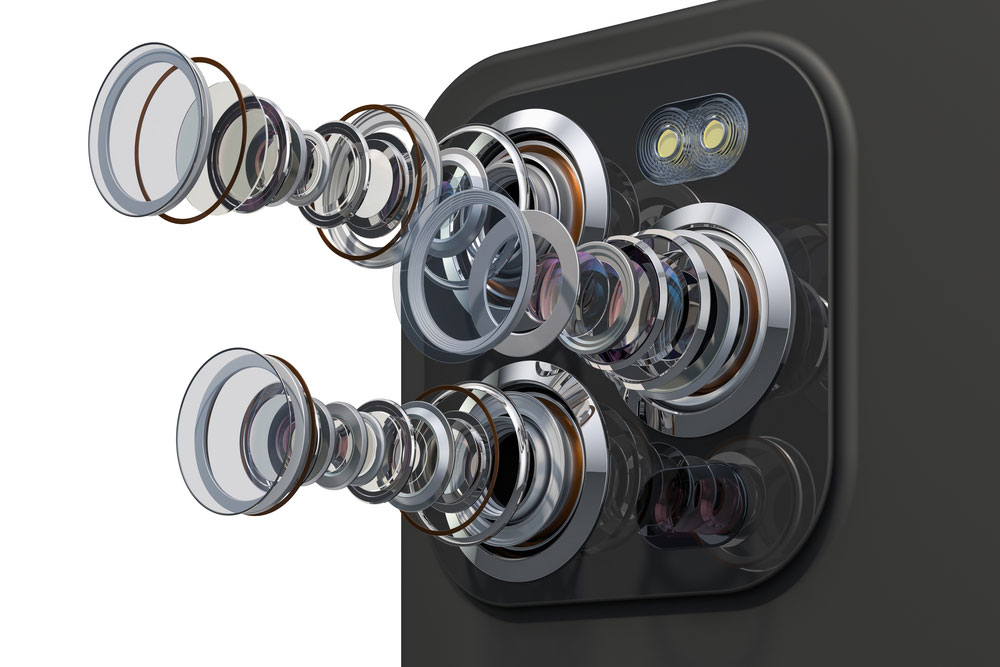 Disassembled smartphone cameras