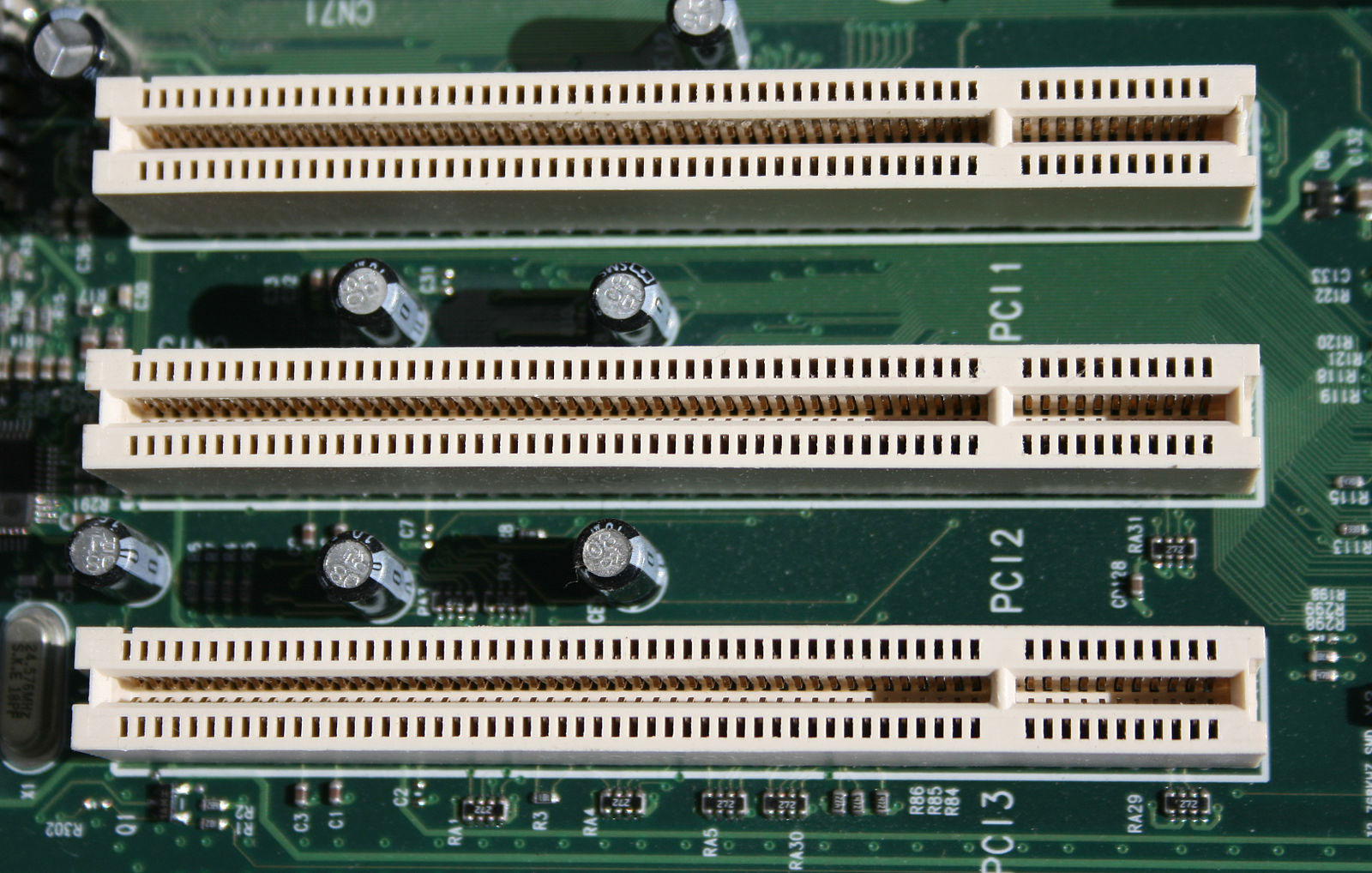PCI slots for attaching RAM to a motherboard