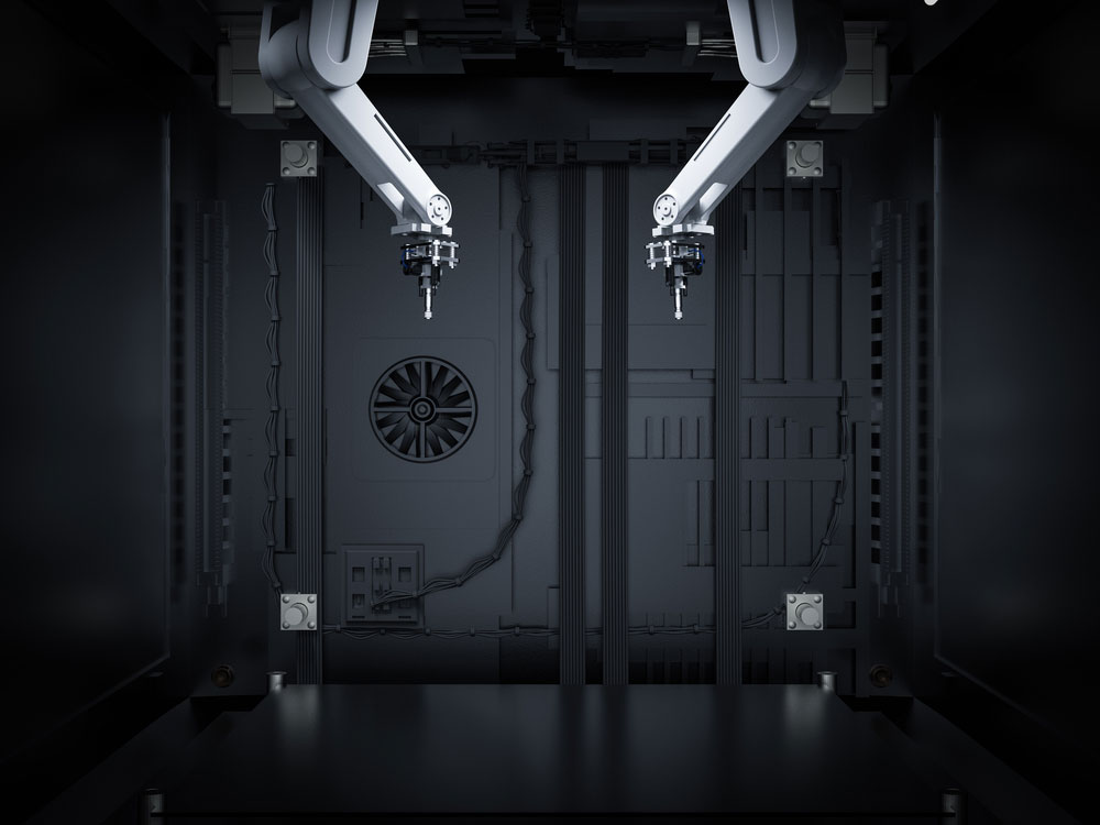 3d rendering 3d printer with an injector nozzle