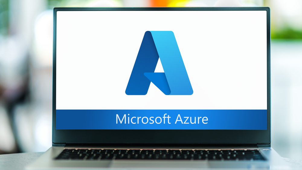  Laptop computer displaying the logo of Microsoft Azure