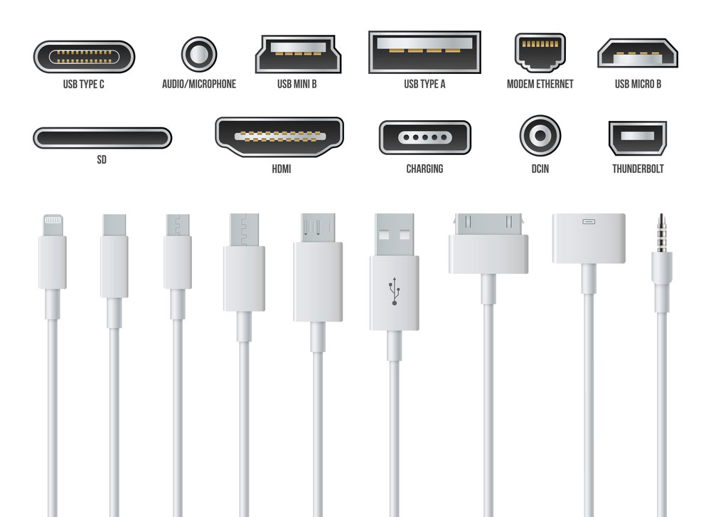 Various interfacing cables and connectors