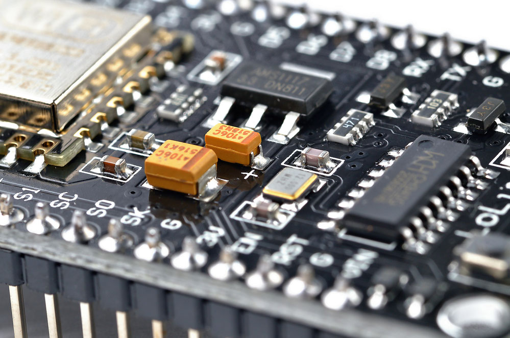 Macro detail of wireless wifi programmable microcontroller module