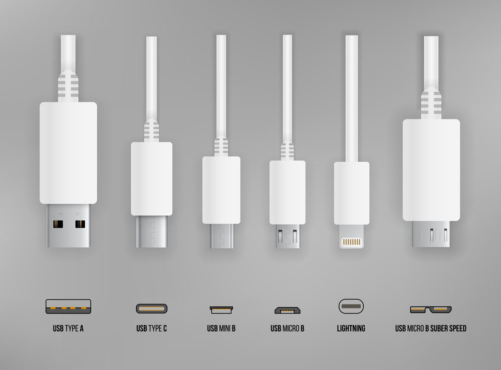 Various types of USB connectors