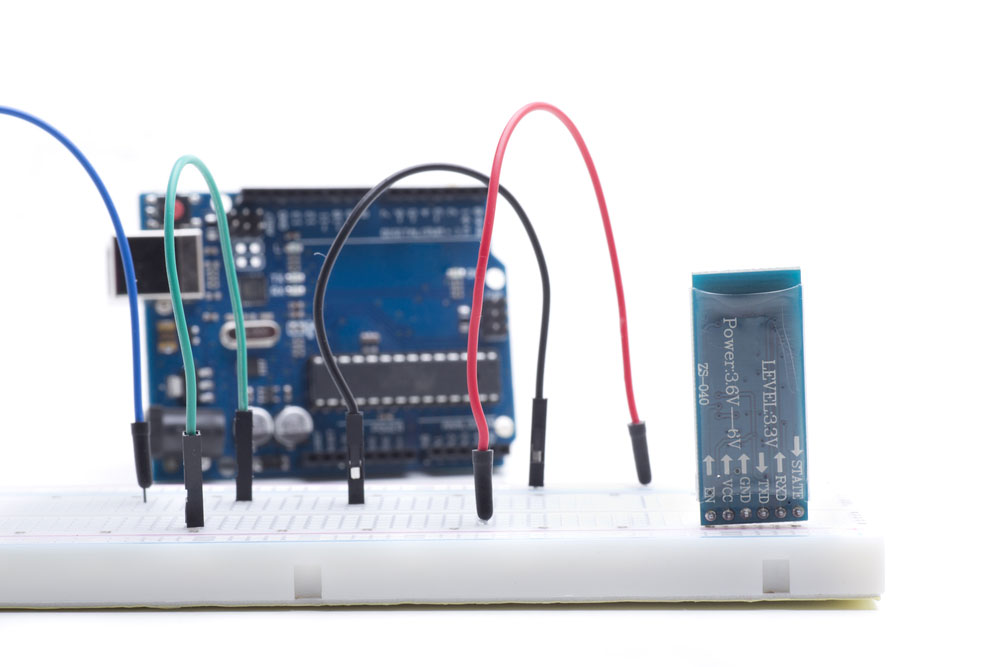 A Bluetooth sensor in a breadboard