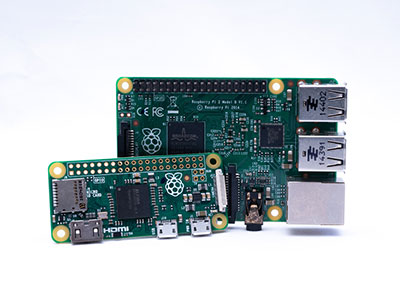 A Raspberry Pi 3 board