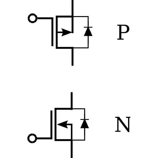 A P-channel vs. N-channel power MOSFET