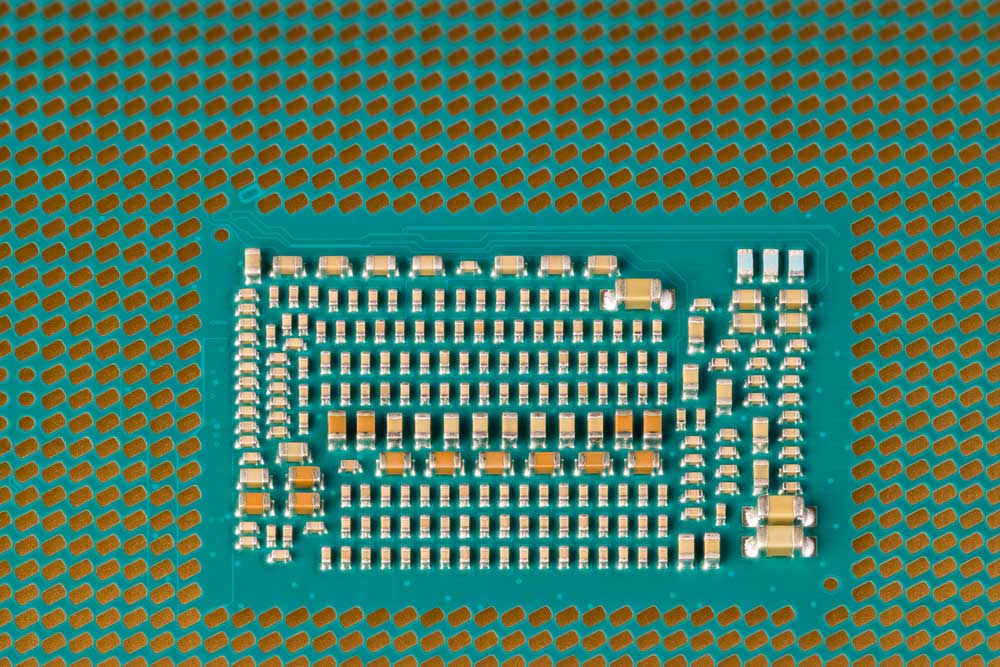 A modern microprocessor with LGA packaging