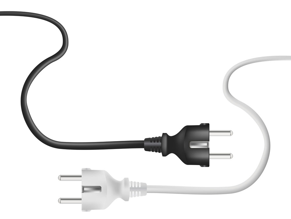A 2-pin plug with two wires