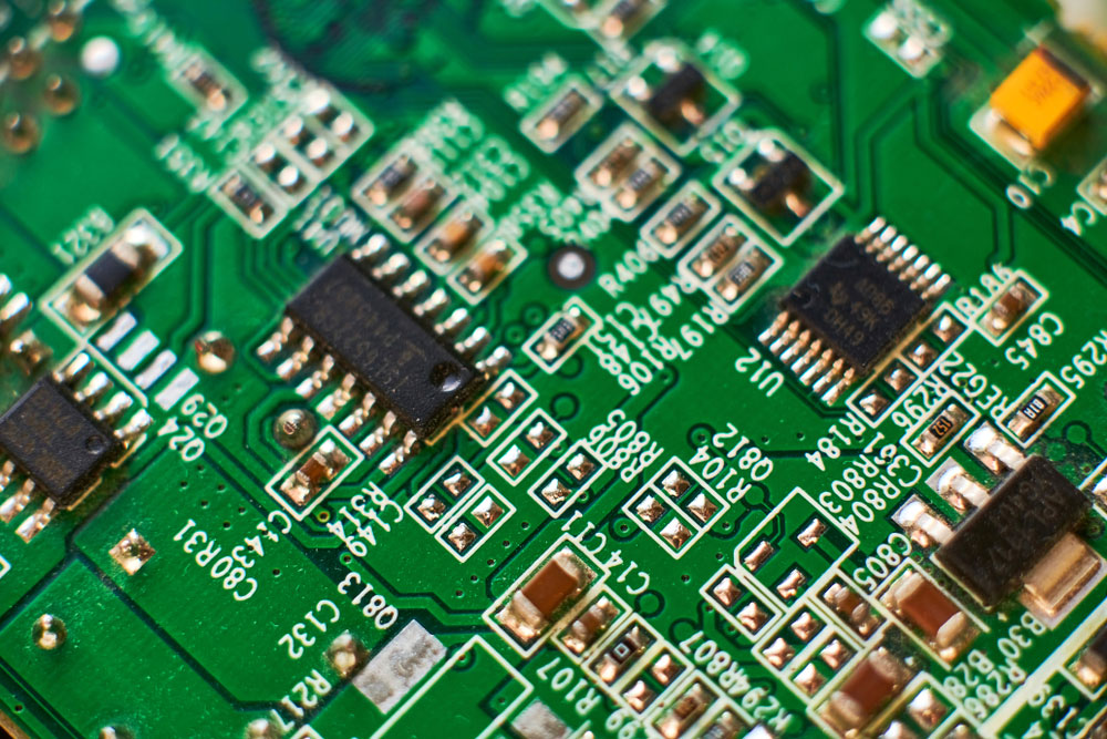 circuit Boards with chips and radio electronics components
