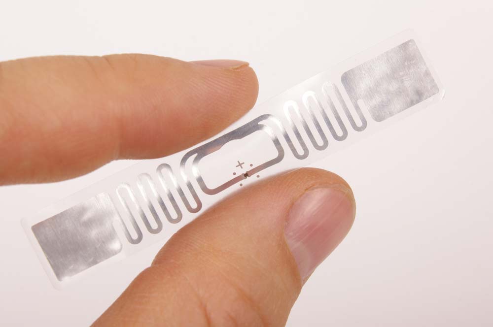 A transparent, flexible RFID transponder PCB with an antenna