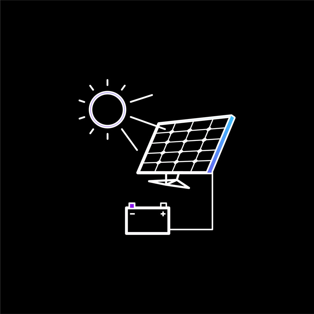 Battery Charging With Solar Panel blue gradient vector icon
