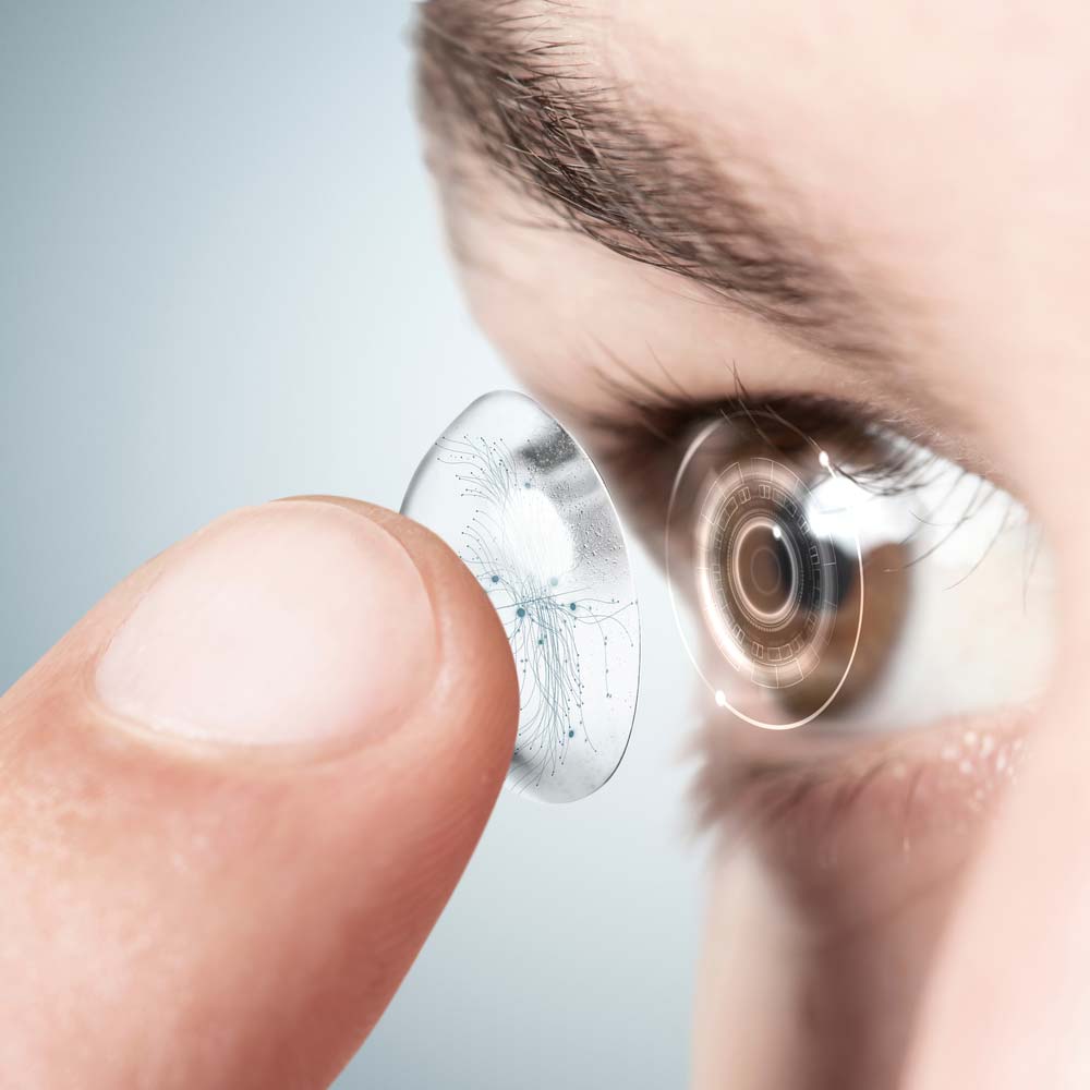 A smart contact lens with a transparent PCB