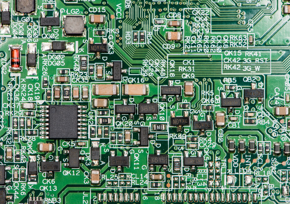 PCB with various electronic parts