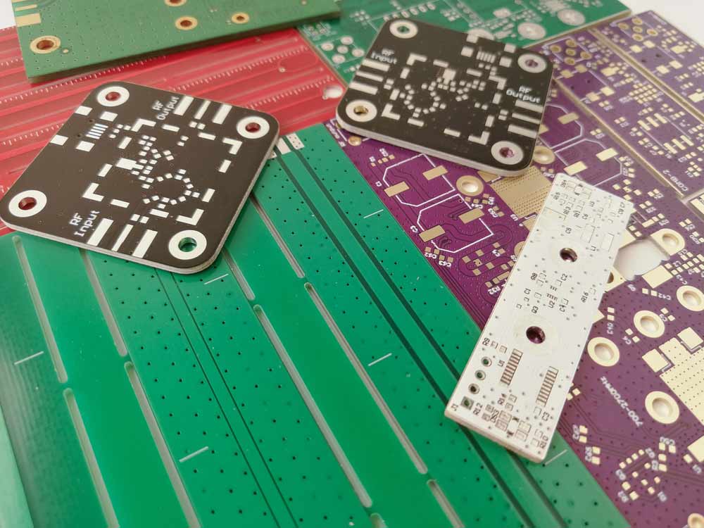 Various multicolored PCBs for RF projects