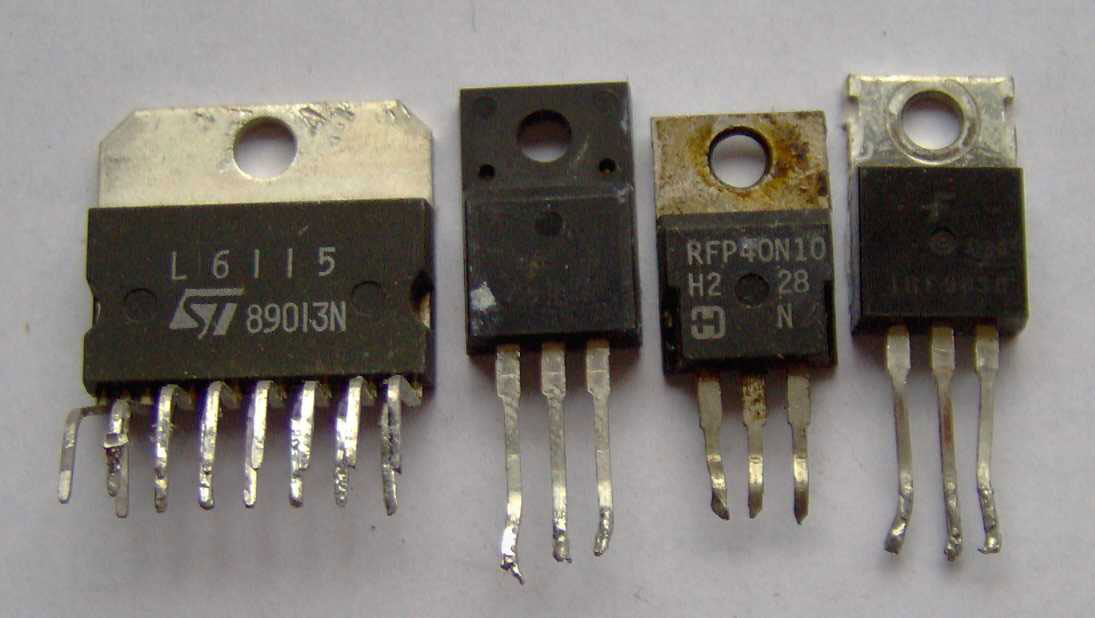 Active components (MOSFETS). Semiconductors like SCRs and transistors are also active devices.