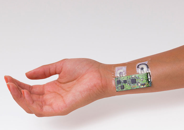 An electronic skin with transparent and opaque PCBs