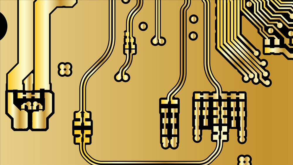 A gold PCB motherboard