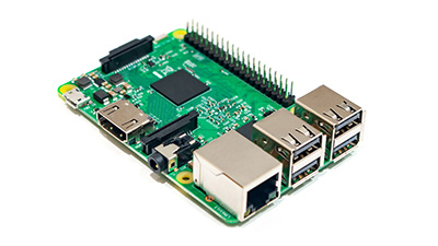 Modern printed circuit board showing various electronic components and connectors