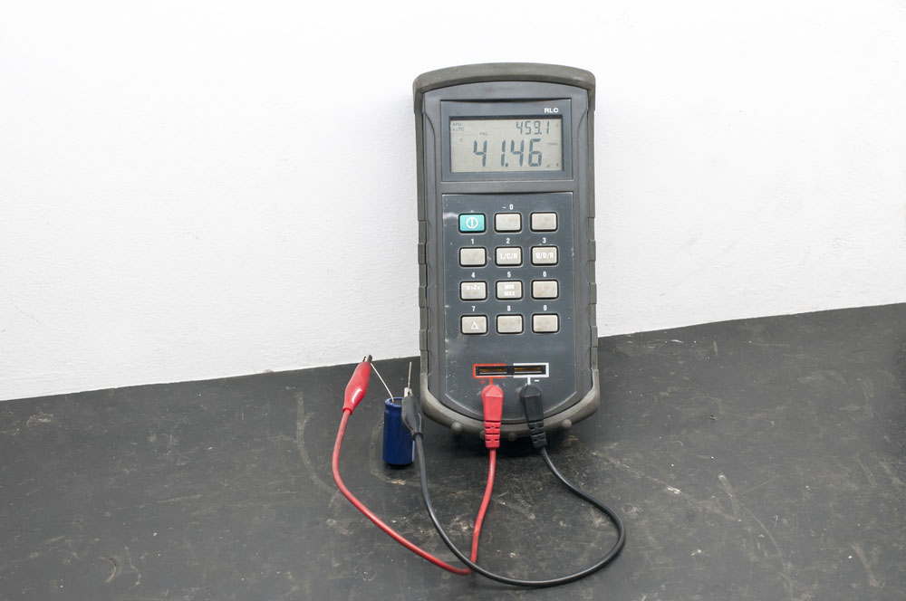 An LCR meter for measuring inductance (L), capacitance (C), and resistance (R)