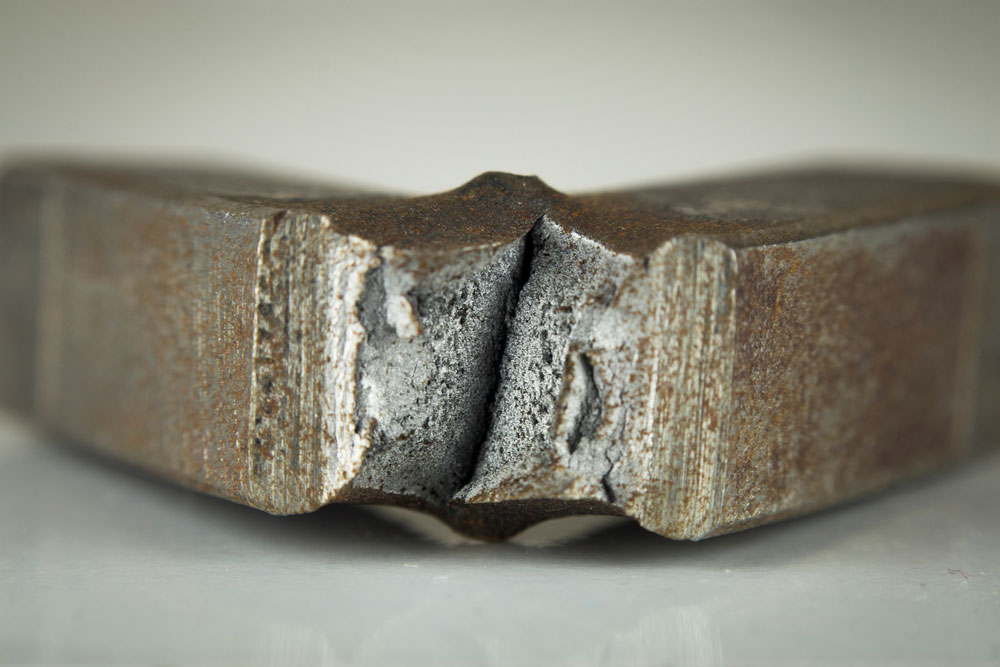 Low carbon steel that has been applied fracture test