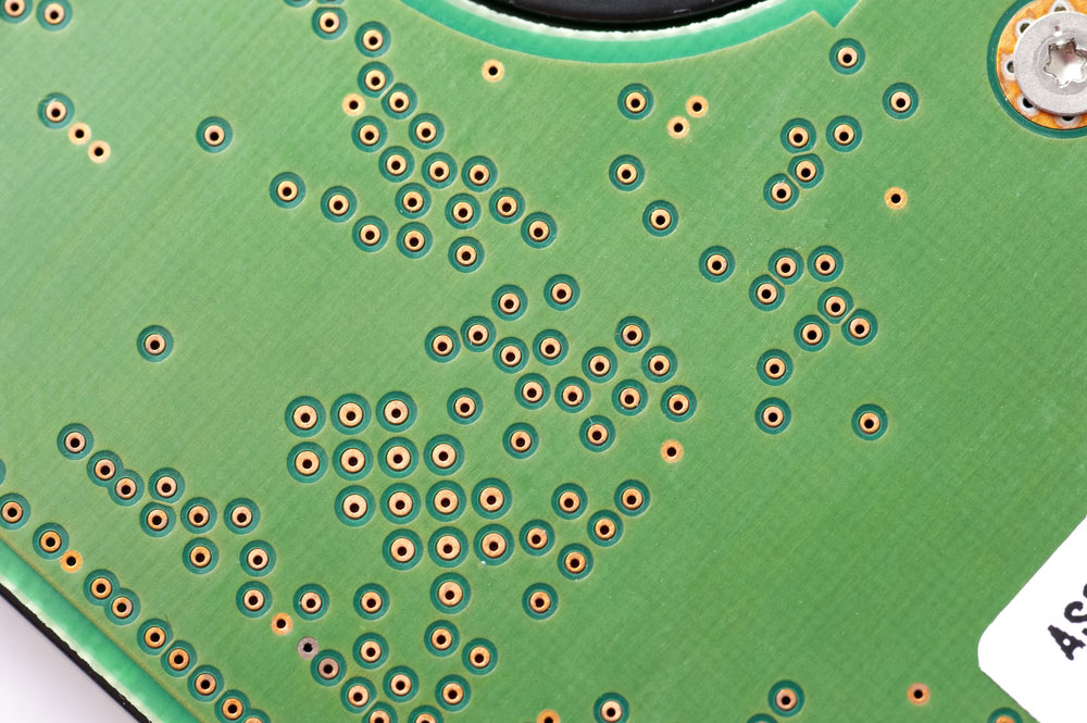 A close-up view of a PCB