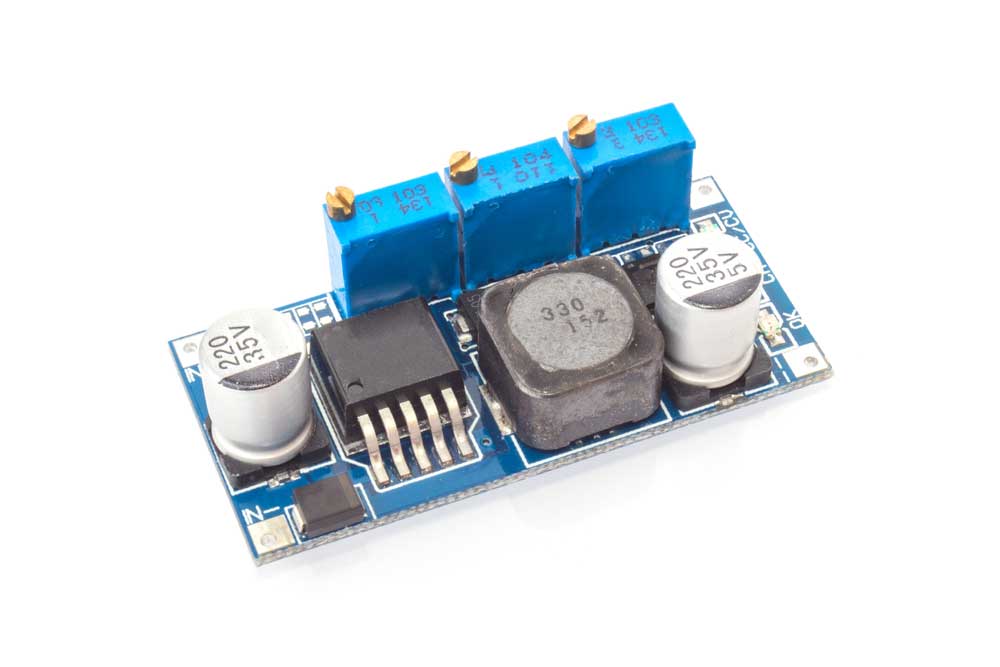 A DC to DC converter. Note the capacitors