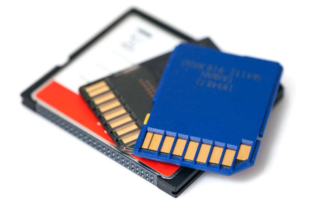 An SD and compact flash memory card