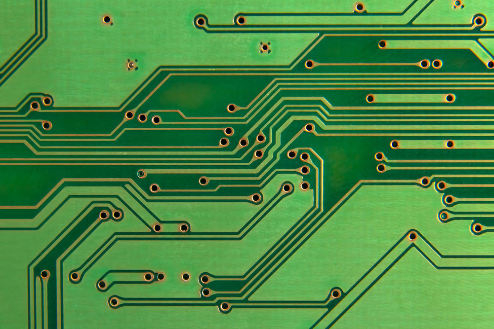 PCB traces on a circuit board