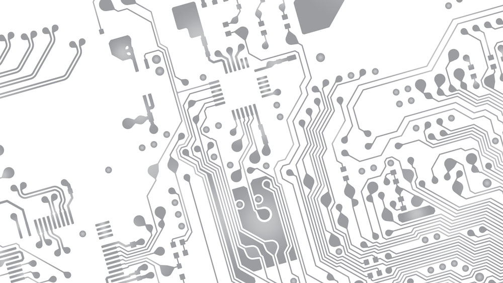 A grayscale PCB data transfer infographic design