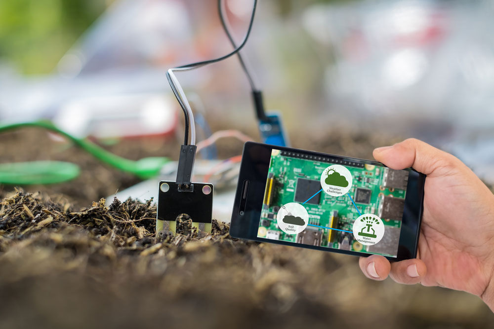 A soil sensor is used for checking the soil quality, managing water, and monitoring weather