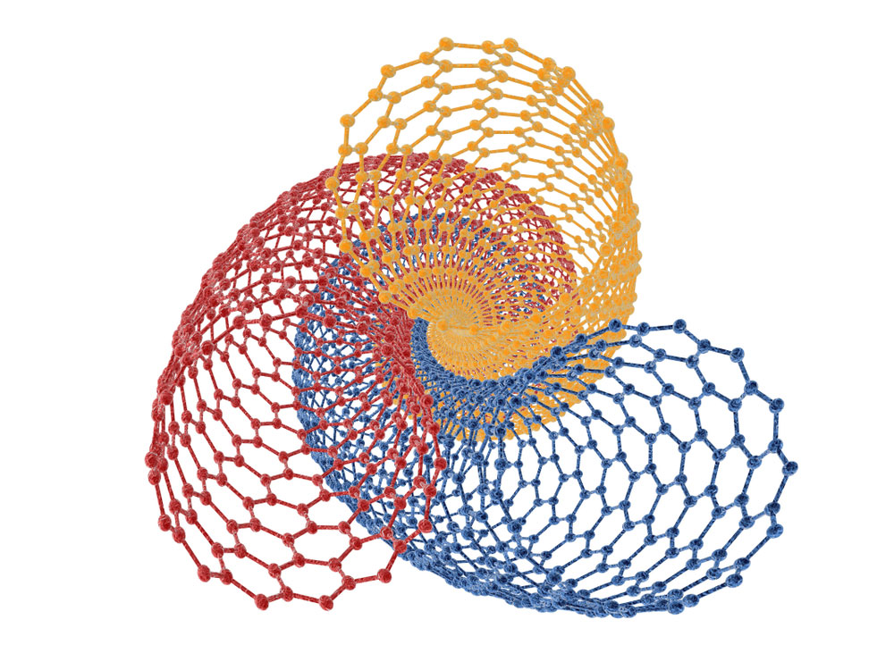 A 3D rendering of carbon nanotubes