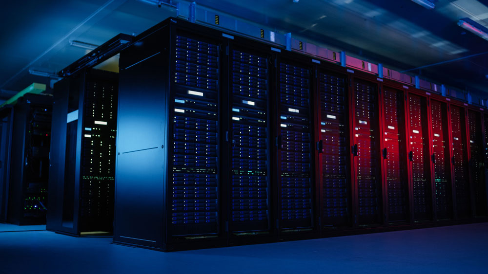 A data center with multiple servers