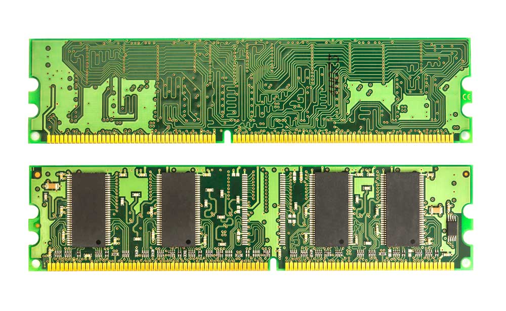 A computer memory card with three fiducial markers
