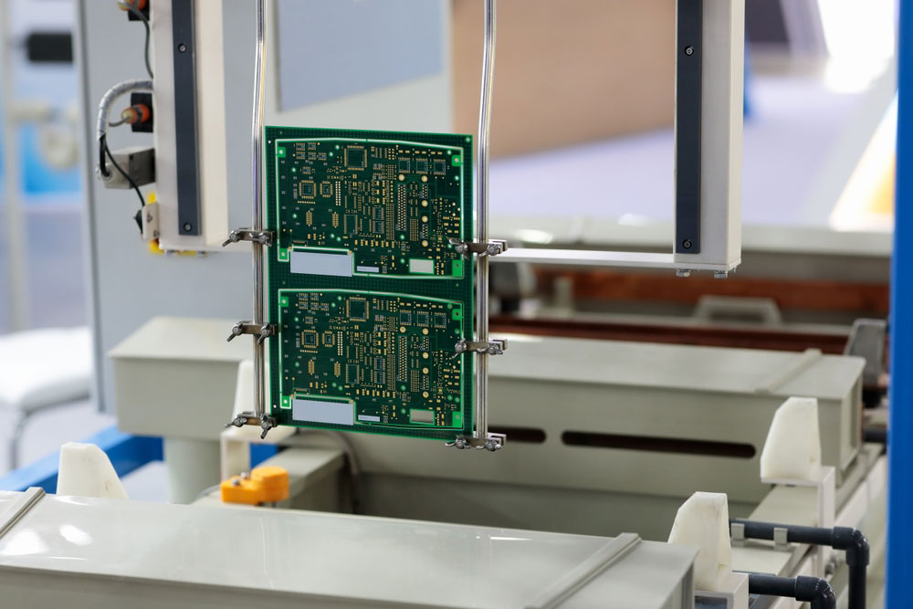 A PCB in the production process