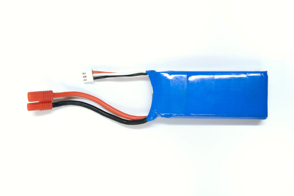 A Lithium Polymer battery with its connectors