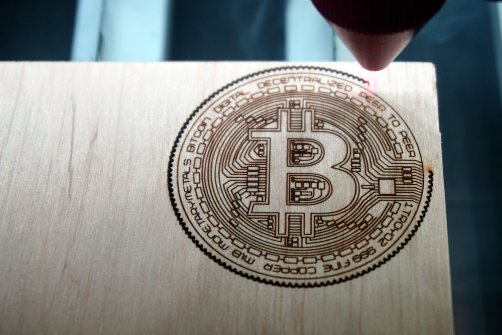 Bitcoin signage creation using a CO2 laser cutter