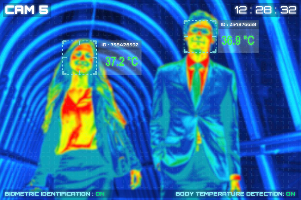 A simulation of body temperature checking using an IR sensor