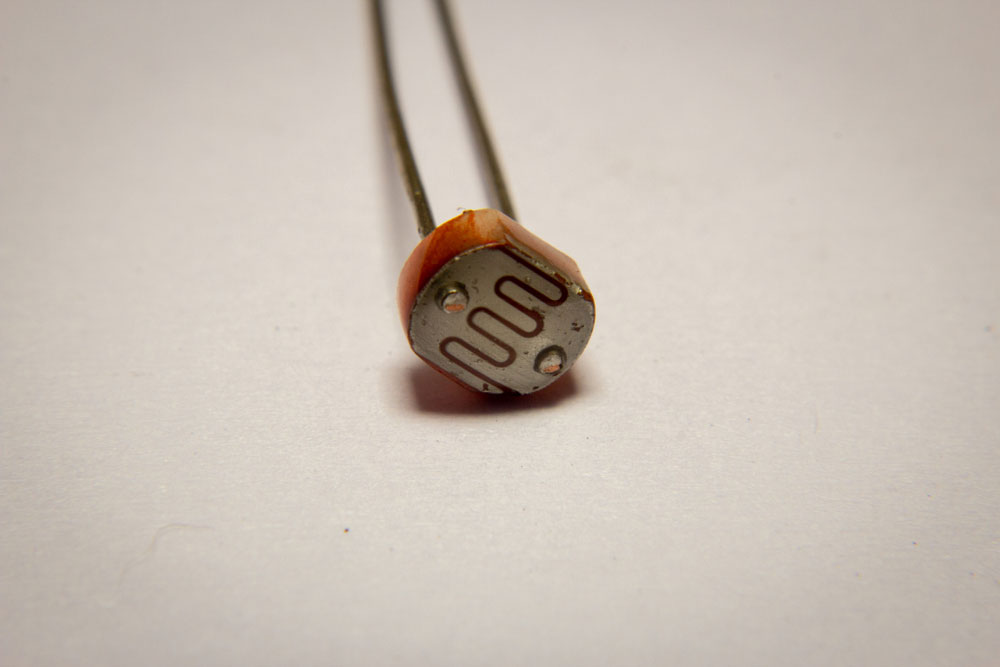 An up-close image of a photoresistor