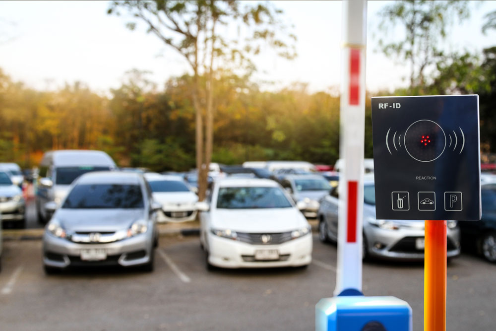 An RFID reader at a parking lot