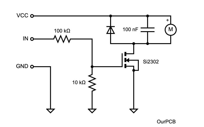 A haptic motor MOSFET driver circuit diagram