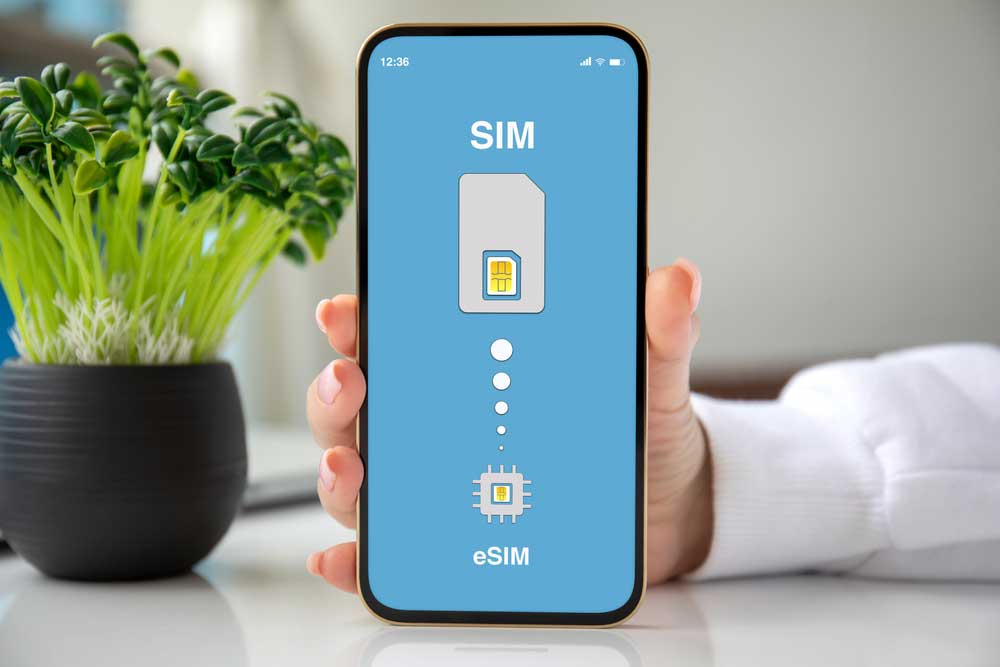 A phone with an eSIM card