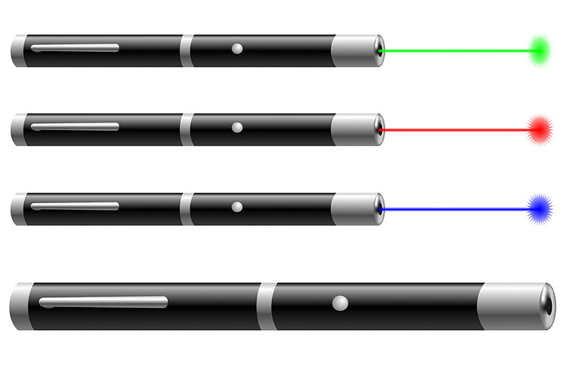 Laser pointers with the three primary colors
