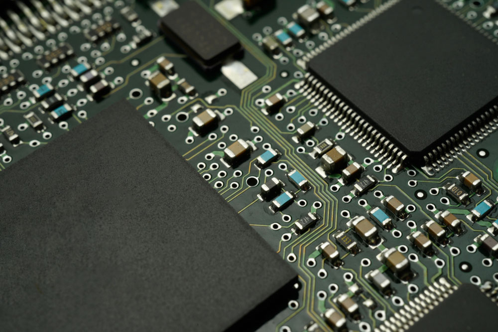 PCB Cost Estimator: A circuit board with multiple vias