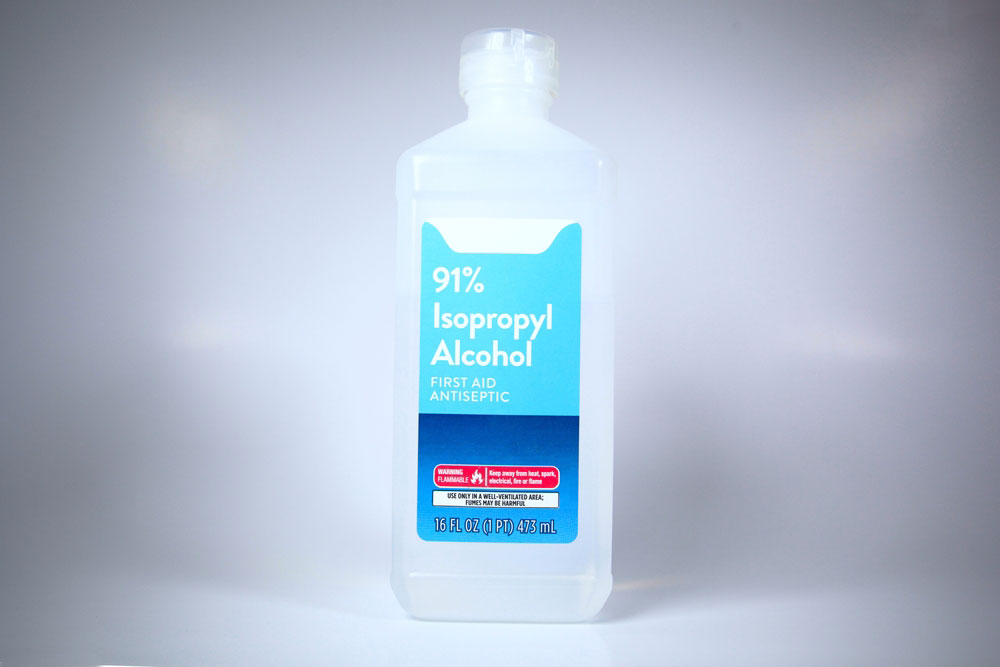 A 91% isopropyl alcohol solution