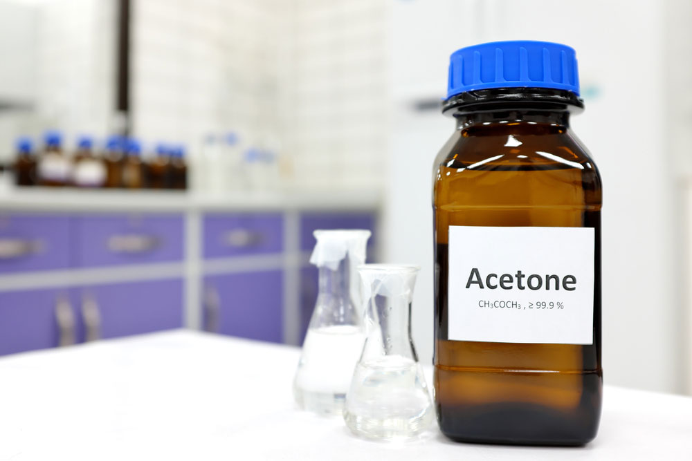 A solution containing 99.9% acetone